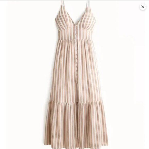 Abercrombie & Fitch Dresses & Skirts - Abercrombie & Fitch Linen Blend Button Through Stripe Maxi Dress
